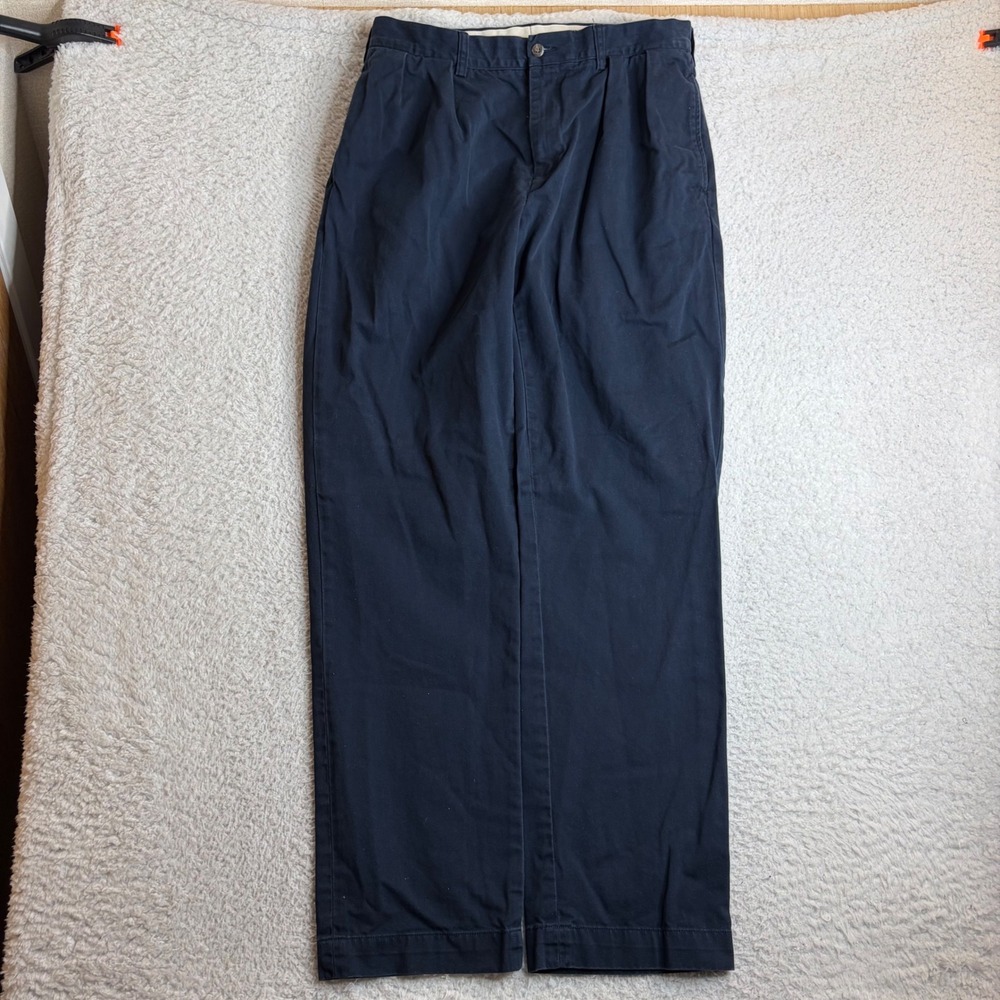 Vintage Polo Ralph Lauren Ethan Pant Blue Pleated Cotton Trousers 34x34 (32x32)
